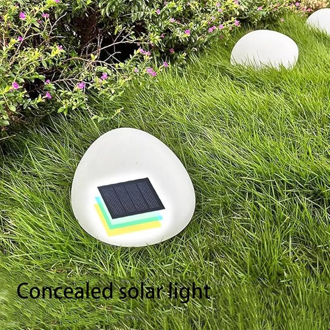 Solar Small Garden Lights Outdoor Glow Cobblestone Shape Lamp Garden Decor Waterproof Landscape Night Lights for Garden Paths, Stairs, Lawns, Patios, Yard, 4 Pack (Warm White)