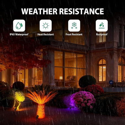 RGBWW Low Voltage Landscape Lighting with Remotes, 12W Color Changing LED Outdoor Spotlights RGB Landscape Lights 12V-24V AC/DC Waterproof for Gardens, Yards, Trees, Pathway, Festival Decor, 2 Pack