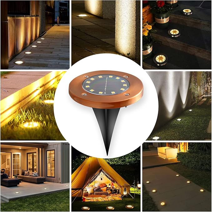 Outdoor In-Ground Lights Solar Disc Lights Outdoor Solar Garden Lights In Ground Solar Landscape Light 8 Pack 12 | Lumora