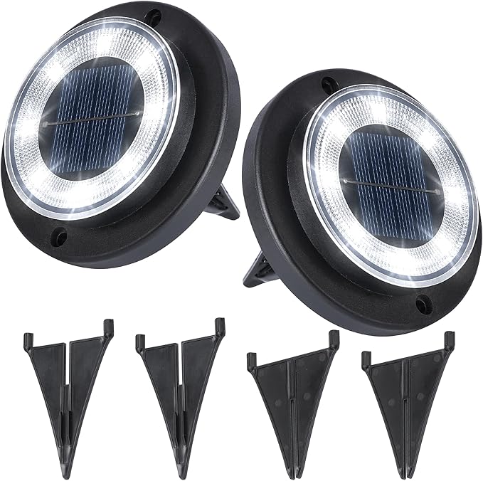 Flacchi Solar Lights Outdoor - Solar Powered Ground Lights Outdoor Solar Disk Light Waterproof Landscape Light for | Lumora