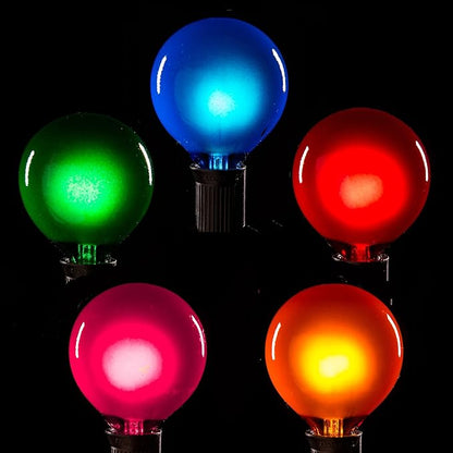 Hometown Evolution, Inc. Assorted Satin Pearl Outdoor Patio Globe String Lights (100 Foot, G50 Assorted 2 Inch Bulbs - White Wire)