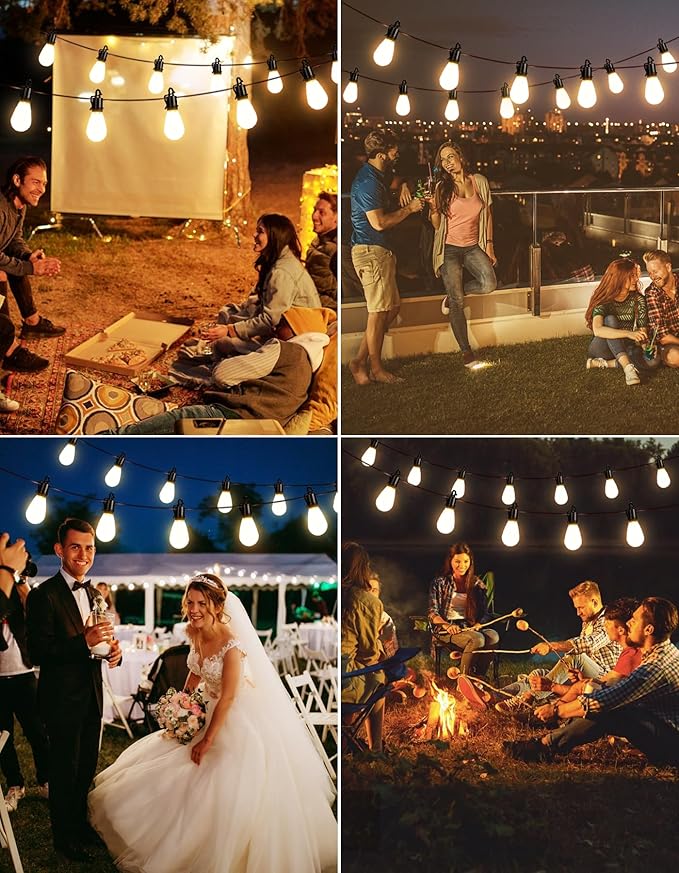 100FT Outdoor String Lights with 35 Shatterproof Patio Deals S14 Vintage Edison Bulbs E12 Sockets,2700K Dimmable | Lumora