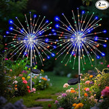 2 Pack Solar Firework Lights, 200 LED Outdoor Waterproof Garden Lights with 8 Flashing Lighting Modes, Bendable DIY | Lumora
