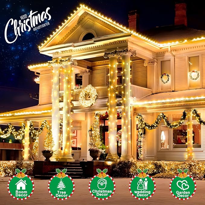 SAUIRS 600FT 1500 LED Christmas Lights Outdoor String Lights with 8 Modes Timer Waterproof Fairy Light Plug in for | Lumora