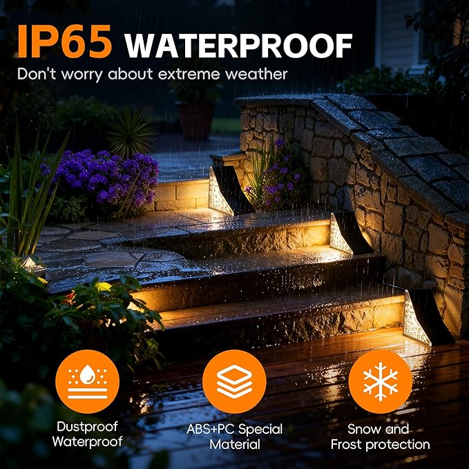 Solar Stair Lights Outdoor, Waterproof IP65 Solar Outdoor Lighting, 1200mAh,19 LED,Outdoor Step Lights,for Garden | Lumora