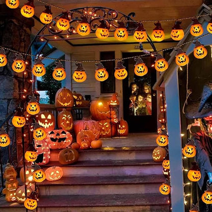 1 Pack Solar Jack O Lantern Lights - Orange Halloween Pathway Decor for Outdoor Halloween Yard Display - 20 Piece