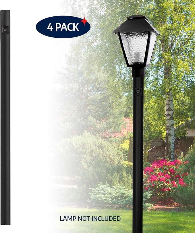 Solus 7-Foot Direct Burial Lamp Post – Aluminum Outdoor Light Pole with Dusk-to-Dawn Sensor – Fits 3" Fixtures – | Lumora