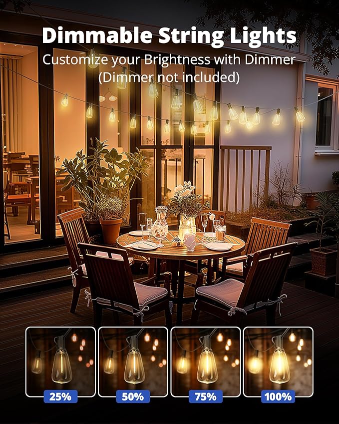 VIPAR 25FT ST38 Outdoor String Lights and 100FT ST38 LED String Lights