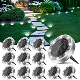 Peasur Mini Solar Ground Lights Outdoor, 12 Pack Flat Solar Powered Disc Lights, IP68 Waterproof, Anti-Rust | Lumora