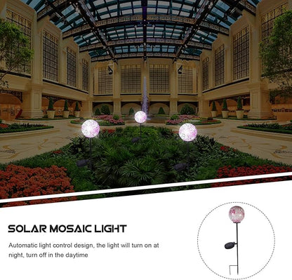 Toyvian Solar Garden Light Outdoor Waterproof Mosaic Lawn Lamp Solar Powered Decorative Landscape Path Light for Patio Yard