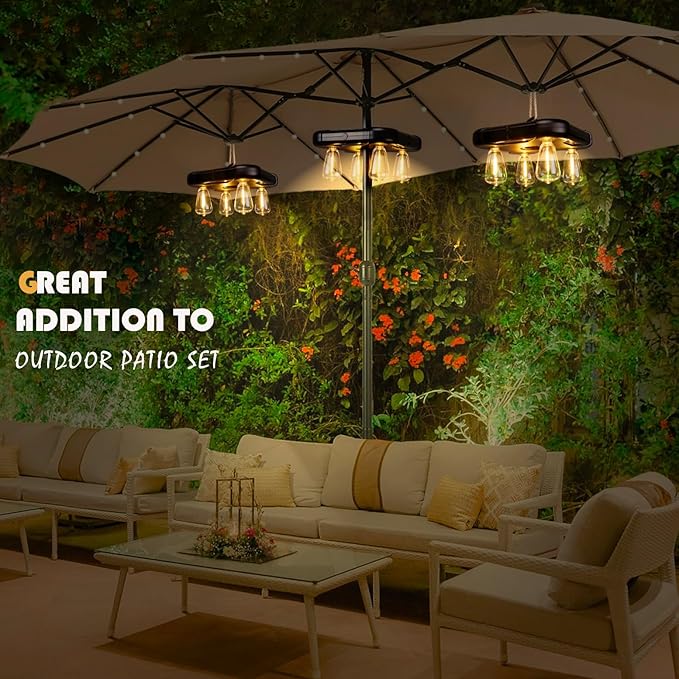 Patio Umbrella Lights with 3 Brightness Modes and Timer, Battery-Powered Cordless Outdoor Umbrella Pole Lights with | Lumora