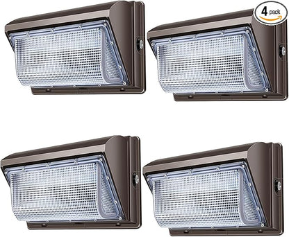 ledmo 120W LED Wall Pack Light 4 Pack Dusk to Dawn with Photocell Outdoor Commercial Industrial Lights 840W HPS HID Equivalent 5000K Security Flood Lighting for Buildings,Warehouse, Parking,Yard