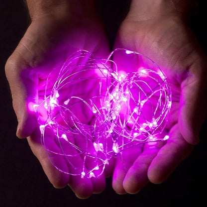 30 LEDs Pink Color String Lights Silver Wire Indoor and Outdoor 9.5 Feet Firefly Starry Fairy Lights Battery Powered for DIY, Christmas, Holidays, Party, Bedroom and Centerpieces