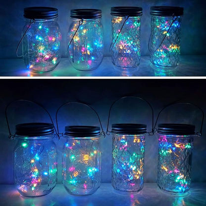 30LED Solar Mason Jar Lights, 8 Pack Jar Lid String Lights (No Jars), Waterproof Fairy Firefly Light for Garden, Patio, Outdoor, Yard, Lawn Decor(Multicolor)