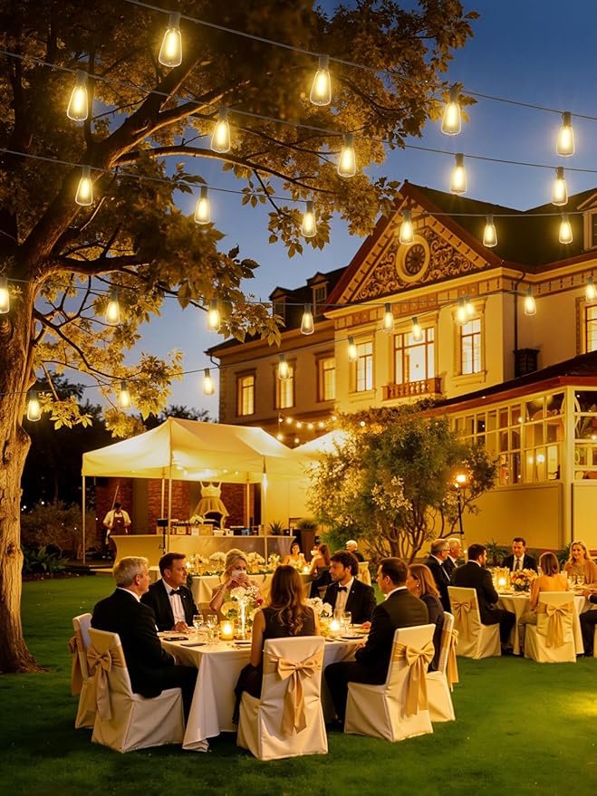 Svater Solar Outdoor String Lights 75 FT, ST38 Patio Lights Shatterproof Dimmable Vintage Edison Bulbs, Solar | Lumora