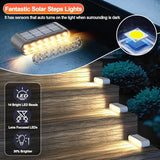 Solar Step Lights for Outside, 12-Pack Stair Light Outdoor Waterproof IP67, 14 LED Warm White Light Solar Powered | Lumora