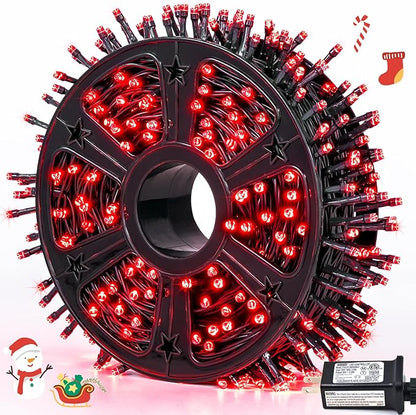 JMEXSUSS 500 LED Red Christmas Lights Outdoor, 173ft Christmas Lights Plug in, Waterproof 8 Modes Red String Light for Tree Party Xmas Holiday Decorations
