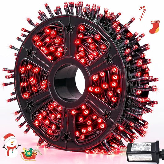 JMEXSUSS 500 LED Red Christmas Lights Outdoor, 173ft Christmas Lights Plug in, Waterproof 8 Modes Red String Light for Tree Party Xmas Holiday Decorations