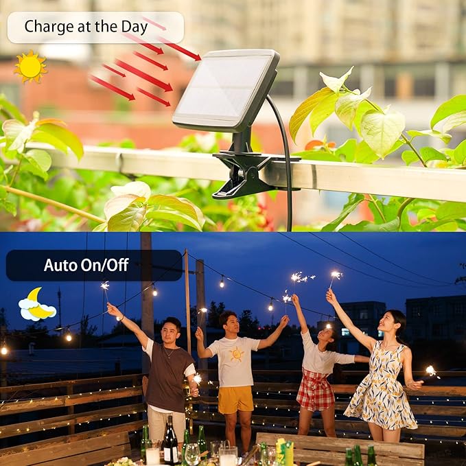 27FT Solar String Lights Outdoor with Remote, Dimmable Waterproof Solar Powered Patio Lights for Garden, Backyard | Lumora