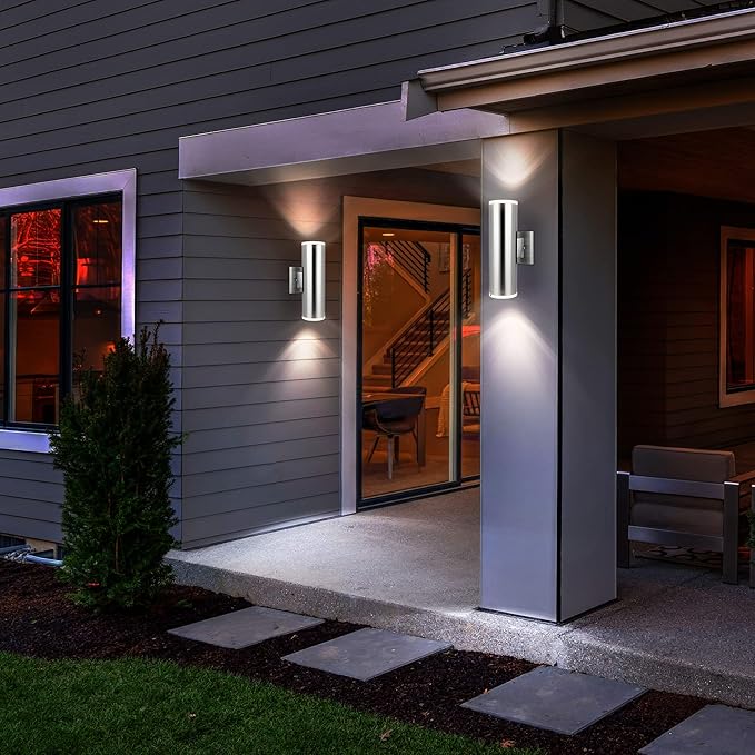 Outdoor Wall Sconce, Waterproof Corridor Wall Light with Stainless Steel 304 and Unbreakable Clear Plexiglass Acrylic Lamp Cover, Brushed Nickel Finished, E26, 13" Height, UL Listed, 1-Pack