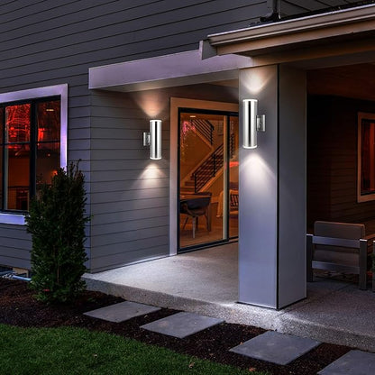 Outdoor Wall Sconce, Waterproof Corridor Wall Light with Stainless Steel 304 and Unbreakable Clear Plexiglass Acrylic Lamp Cover, Brushed Nickel Finished, E26, 13" Height, UL Listed, 1-Pack