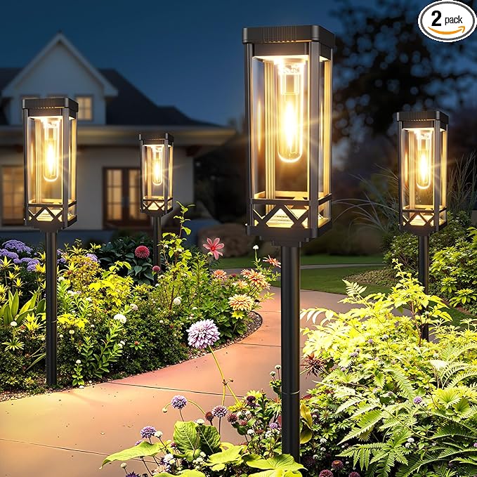 KOOPER Taller Solar Pathway Lights Outdoor, 2 Pack Upgraded Brighter Solar Garden Lights Solar Powered, Up To 15 | Lumora