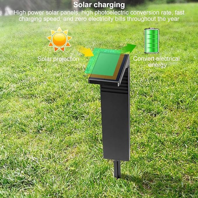 Asixxsix Solar Garden Lights, Outdoor Solar Pathway Lights with Battery Operated, 2 Color Temperatures Adjustable Brightness Levels, Solar Outdoor Lights for Garden, Landscape,