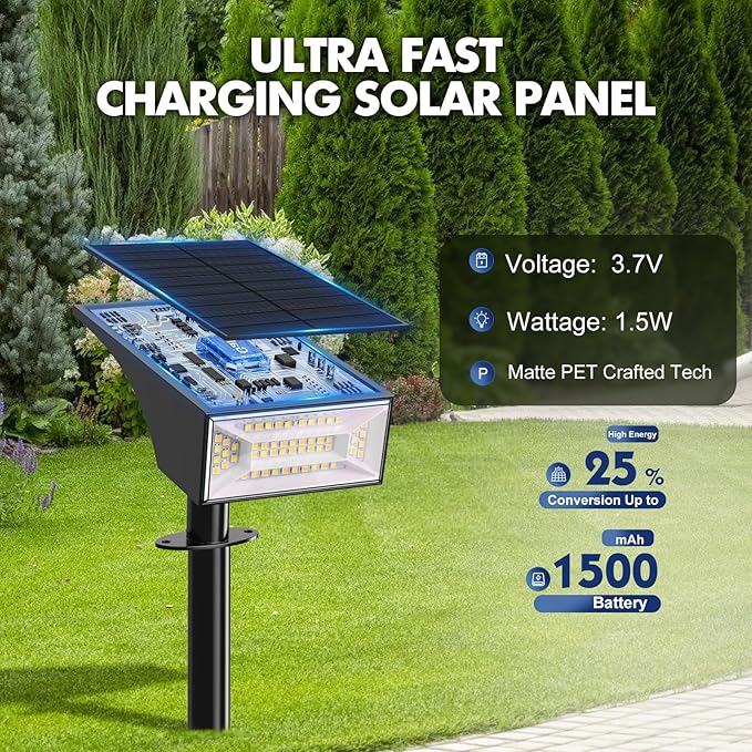 Caledonia Solar Landscape Spotlights Outdoor, Outside 56 LEDs Spot Lights IP68 Waterproof with 6 Brightness & 2 Color Modes, Auto On/Off for Tree, Yard, Pathway, Garden (Cool/Warm White)
