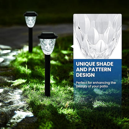 GIGALUMI 8 Pack Solar Lights Outdoor, Solar Pathway Lights with Great Pattern, Waterproof Auto On/Off Solar Powered Light for Outside Yard Garden Walkway Driveway Lawn Pathway