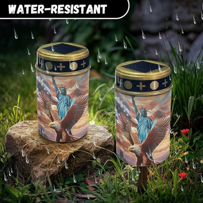 US Flag Eagle Solar Garden Stake Lights Outdoor Waterproof Solar Pathway Light Landscape Lighting Cemetery Solar Lantern,Outdoor Table Lamp,Wall Light Auto On/Off