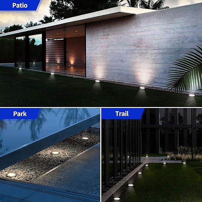 Aogist Solar Ground Lights - 12 Pack, 8 LED, Waterproof Outdoor Disk Lights for Pathway, Yard, Walkway, Patio, Lawn | Lumora