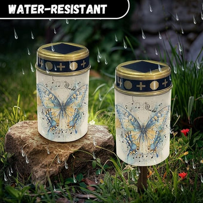 Butterfly Solar Lights Outdoor LED Lantern Waterproof Garden Lights Solar Outdoor Pathway Lights Solar-Powered Lights for Outside,Flameless Lights Outdoor Patio Lights