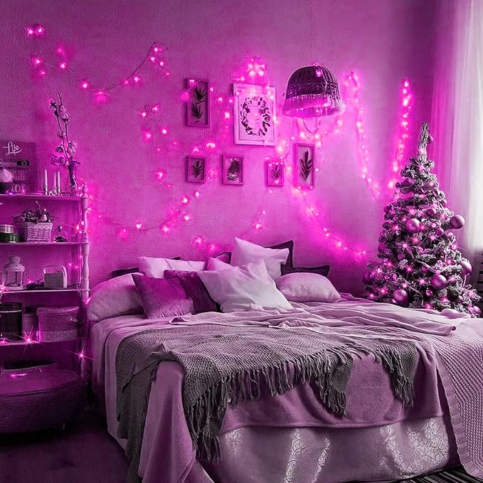 FULLBELL Room Decorations Easter Lights 33 Ft 100 LED Memorable Pink LED String Lights Tree Indoor Outdoor