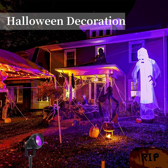 20W Halloween Spotlight Outdoor, Black Light Spotlight, Waterproof IP66 with Purple LED Landscape Lighting, Ideal | Lumora