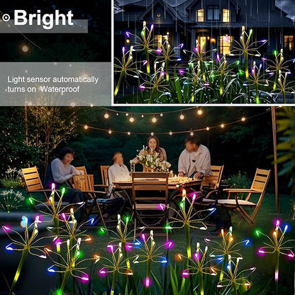 Garden Decor Outdoor Lights, Solar Garden Lights for Christmas Outside 6-Pack Fairy Firework Decorative, Solar Powered Decor for Yard Pathway Flowerbed Planter Balcony Patio, Multicolor