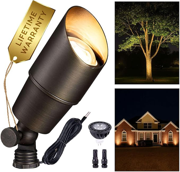Gardenreet Landscape Spotlights Low Voltage - Brass Outdoor Uplight LED 12V, Wired Spot Lights IP65 Waterproof | Lumora