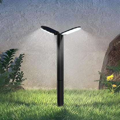 Solar Lights Outdoor, 1 Pack 80 LED Bright Solar Pathway Lights 26.7" Height with 2 Solar Panel 2 in 1 Warm White and White IP65 Waterproof for Garden, Patio, Yard, Pathway, Driveway