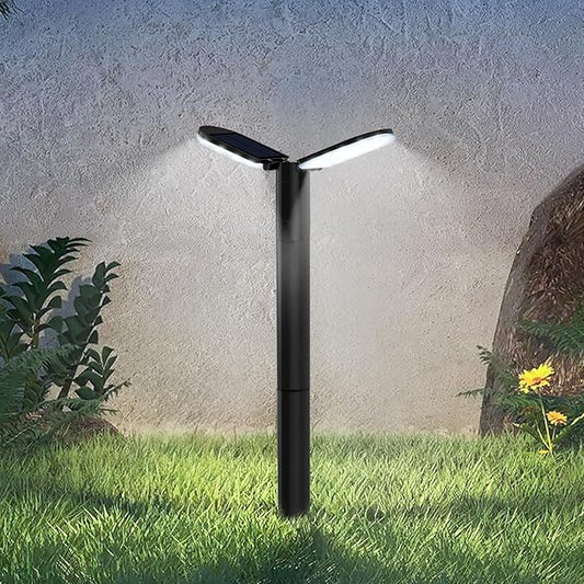 Solar Lights Outdoor, 1 Pack 80 LED Bright Solar Pathway Lights 26.7" Height with 2 Solar Panel 2 in 1 Warm White and White IP65 Waterproof for Garden, Patio, Yard, Pathway, Driveway