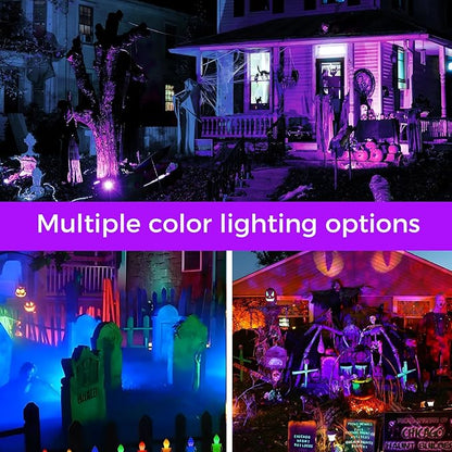 Spotlight Outdoor RGB Led Lights, 12W Color Changing Outdoor Floodlight Fixture with Stake for Garden Yard Path, 120V Waterproof Landscape Lighting Plug in with Remote (4 Pack)