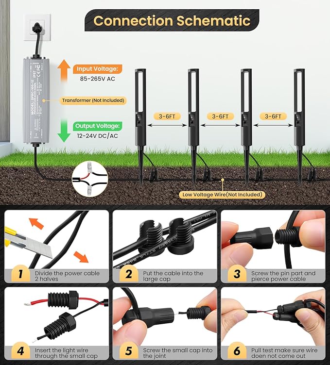 MEIKEE 5W Low Voltage Pathway Lights, 2700K 250LM LED Landscape Lighting, Auto On/Off, 12-24V, Aluminum Waterproof | Lumora