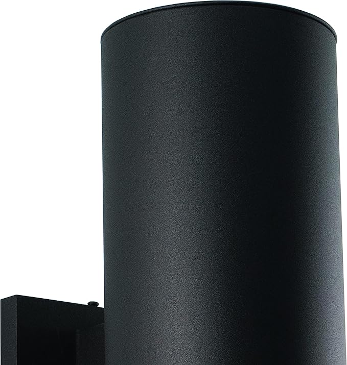 VAXCEL Chiasso Modern Outdoor Porch Light, 5" W x 14.25" H 2-Light Black Cylinder Wall Sconce, Waterproof Up and | Lumora