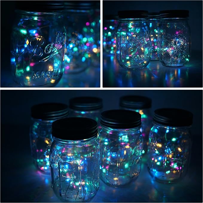 Decorman Solar Mason Jar Lights, 8 Pack Waterproof Fairy Star Firefly Lids String Lights with 8 Hangers for Patio | Lumora