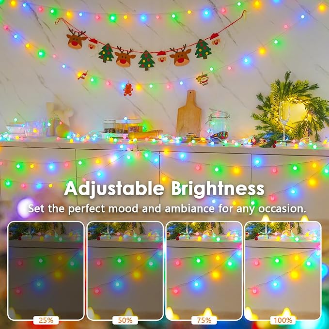 LORRYTE Connectable 100LED Globe String Lights Indoor Outdoor - 43FT Multicolor String Lights with Remote, 8 Modes Fairy Light Plug in Waterproof for Classroom Party Decorations Bedroom Decor