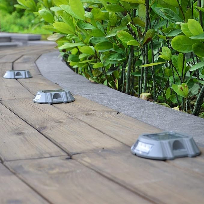 Solar Deck Lights 4 Pack LED Dock Lights for Walkway, Stair and Step - Cast Aluminum - Outdoor Path Light | Lumora