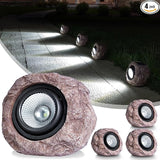 Outdoor Solar Rock Light - 4 Pack, Fake Rock IP65 Waterproof LED Super Bright Spotlight for Deck, Staircase, Woods | Lumora