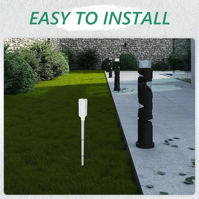 Happyyami Solar Yard Stake Light Outdoor Solar Pathway Lights White LED for Lawn Patio Driveway Landscape Lighting