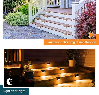 Tuanse 36 Pieces Solar Deck Lights Outdoor Solar Step Waterproof Led Lights for Outdoor Stairs, Step, Fence, Yard, Patio, Railing, Garden and Pathway(Warm White)