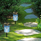 Poceacles Cross Outdoor Solar Lights - Waterproof Grave Stake Lights - Solar Powered Lanterns - Blue Dove of Peace | Lumora
