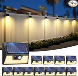 12 Pack Solar Fence Lights, Motion Sensor Deck & Wall Lights - Warm White LED, Wireless, Waterproof, Outdoor for | Lumora