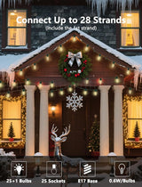 Vintage C9 LED Christmas Lights Outdoor, 25Ft LED C9 Warm White Christmas String Lights with 26 Clear Bulbs | Lumora